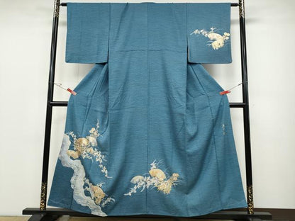 平和屋着物●金彩友禅　卓越技能者・名工・和田光正　訪問着　地紙草花文　暈し染め　金彩　正絹　逸品　未使用　CABC2359ut