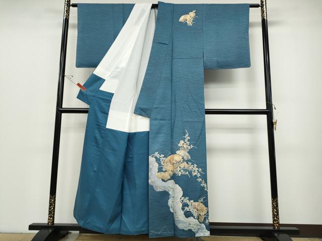 平和屋着物●金彩友禅　卓越技能者・名工・和田光正　訪問着　地紙草花文　暈し染め　金彩　正絹　逸品　未使用　CABC2359ut
