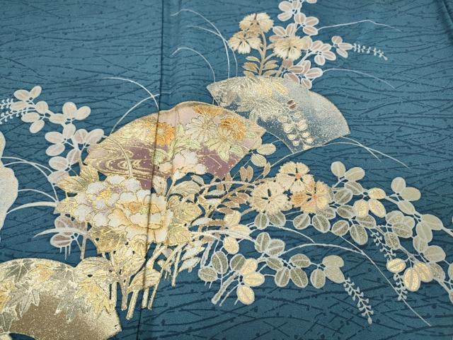 平和屋着物●金彩友禅　卓越技能者・名工・和田光正　訪問着　地紙草花文　暈し染め　金彩　正絹　逸品　未使用　CABC2359ut