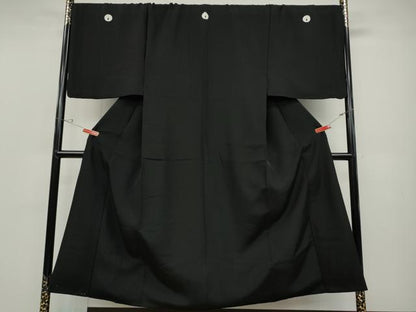 平和屋着物●男性 黒紋付 キングサイズ 正絹 逸品 CABC2360ut