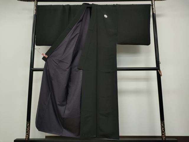 平和屋着物●男性 黒紋付 キングサイズ 正絹 逸品 CABC2360ut