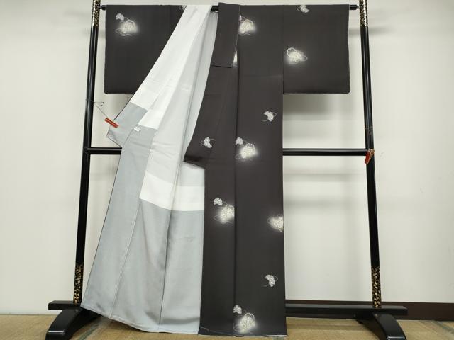 平和屋着物●上質な小紋 雪輪花文 蛍暈し 金銀彩 正絹 逸品 未使用 CABC2366ut