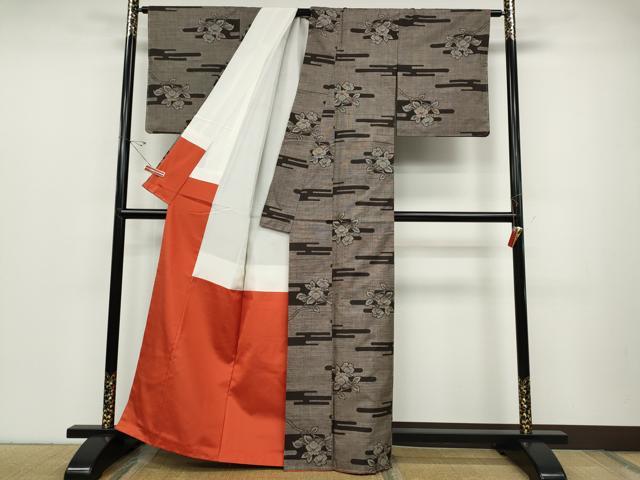 平和屋着物●本場大島紬 9マルキ エ霞枝椿文 正絹 逸品 CABC2369ut