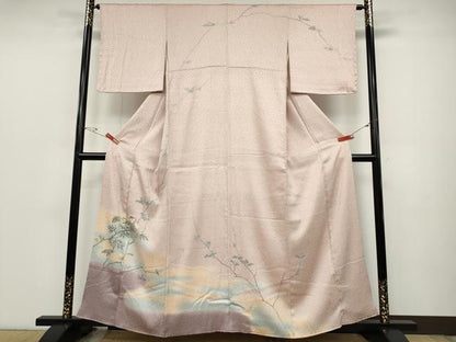 平和屋着物●訪問着 友禅 絞り 枝花文 暈し染め 正絹 逸品 CABC2370ut