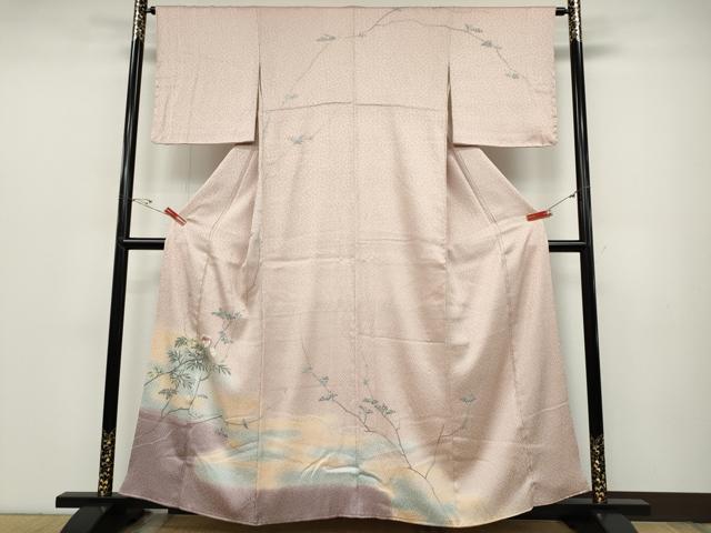 平和屋着物●訪問着 友禅 絞り 枝花文 暈し染め 正絹 逸品 CABC2370ut