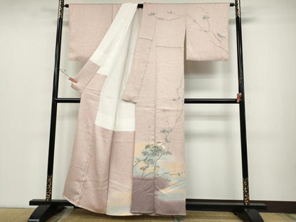 平和屋着物●訪問着 友禅 絞り 枝花文 暈し染め 正絹 逸品 CABC2370ut