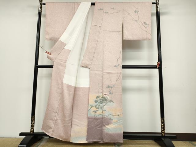 平和屋着物●訪問着 友禅 絞り 枝花文 暈し染め 正絹 逸品 CABC2370ut