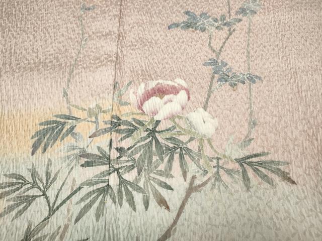 平和屋着物●訪問着 友禅 絞り 枝花文 暈し染め 正絹 逸品 CABC2370ut