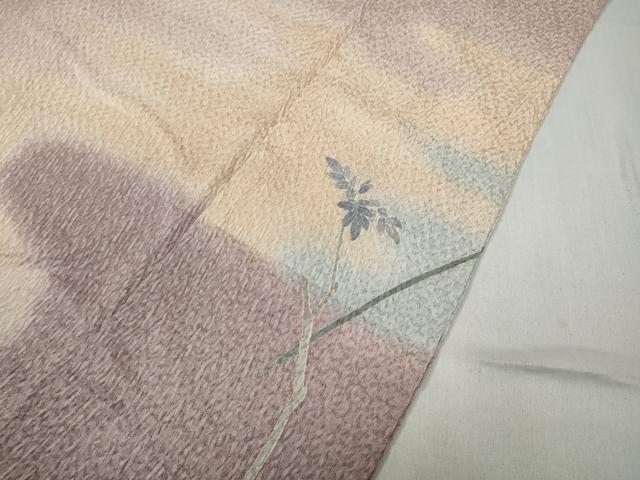 平和屋着物●訪問着 友禅 絞り 枝花文 暈し染め 正絹 逸品 CABC2370ut