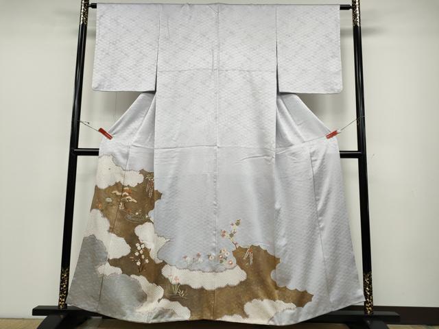 平和屋着物●豪華色留袖 絞り 刺繍 雲取り草花文 金彩 正絹 逸品 CABC2372ut