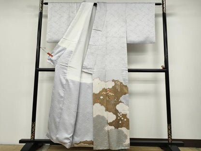 平和屋着物●豪華色留袖 絞り 刺繍 雲取り草花文 金彩 正絹 逸品 CABC2372ut