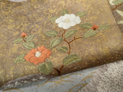 平和屋着物●豪華色留袖 絞り 刺繍 雲取り草花文 金彩 正絹 逸品 CABC2372ut