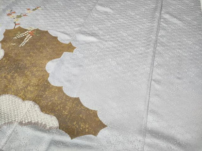 平和屋着物●豪華色留袖 絞り 刺繍 雲取り草花文 金彩 正絹 逸品 CABC2372ut