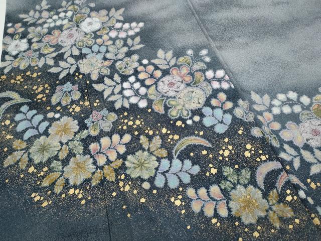 平和屋着物●越後十日町の一流染匠 桐屋・翠山工房 訪問着 辻が花 絞り 銀通し地 やまと誂製 正絹 逸品 未使用 CABC2373ut