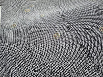 平和屋着物●訪問着 総絞り 総刺繍 雪輪花文 金糸 正絹 逸品 CABC2374ut