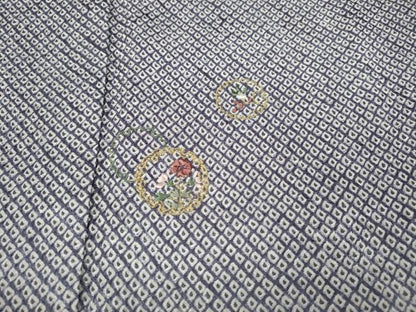 平和屋着物●訪問着 総絞り 総刺繍 雪輪花文 金糸 正絹 逸品 CABC2374ut