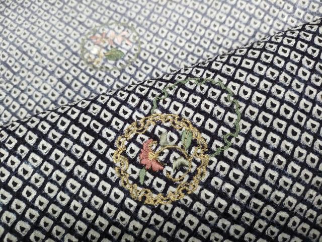 平和屋着物●訪問着 総絞り 総刺繍 雪輪花文 金糸 正絹 逸品 CABC2374ut