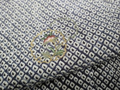 平和屋着物●訪問着 総絞り 総刺繍 雪輪花文 金糸 正絹 逸品 CABC2374ut