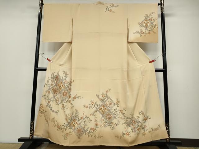 平和屋着物●中国三大刺繍 蘇州刺繍 総刺繍 訪問着 向かい鳥花唐草文 金銀彩 正絹 逸品 CABC2380ut