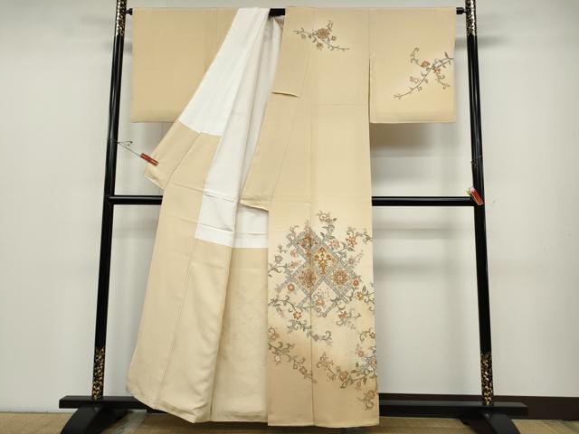 平和屋着物●中国三大刺繍 蘇州刺繍 総刺繍 訪問着 向かい鳥花唐草文 金銀彩 正絹 逸品 CABC2380ut