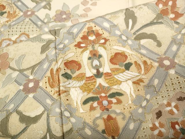 平和屋着物●中国三大刺繍 蘇州刺繍 総刺繍 訪問着 向かい鳥花唐草文 金銀彩 正絹 逸品 CABC2380ut