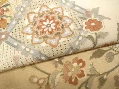 平和屋着物●中国三大刺繍 蘇州刺繍 総刺繍 訪問着 向かい鳥花唐草文 金銀彩 正絹 逸品 CABC2380ut