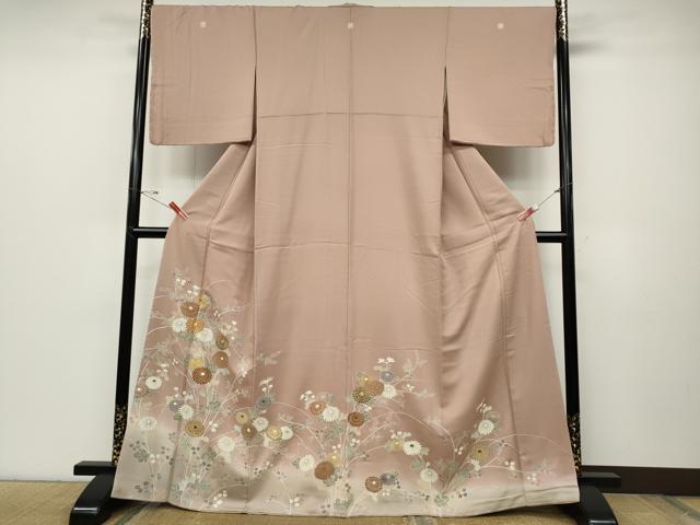 平和屋着物●豪華色留袖　駒刺繍　草花文　暈し染め　金彩　正絹　逸品　未使用　CABC2382ut