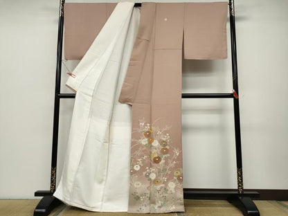平和屋着物●豪華色留袖　駒刺繍　草花文　暈し染め　金彩　正絹　逸品　未使用　CABC2382ut