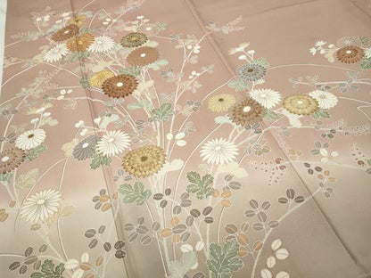 平和屋着物●豪華色留袖　駒刺繍　草花文　暈し染め　金彩　正絹　逸品　未使用　CABC2382ut