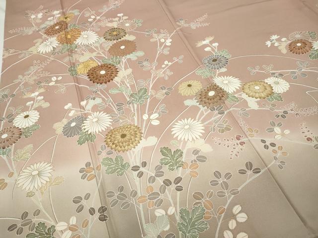 平和屋着物●豪華色留袖　駒刺繍　草花文　暈し染め　金彩　正絹　逸品　未使用　CABC2382ut
