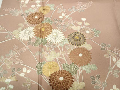 平和屋着物●豪華色留袖　駒刺繍　草花文　暈し染め　金彩　正絹　逸品　未使用　CABC2382ut