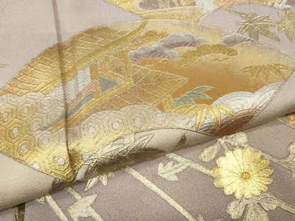 平和屋着物●金彩友禅 卓越技能者・名工・和田光正 色留袖 地紙枝花文 暈し染め 金銀彩 正絹 逸品 CABC2383ut