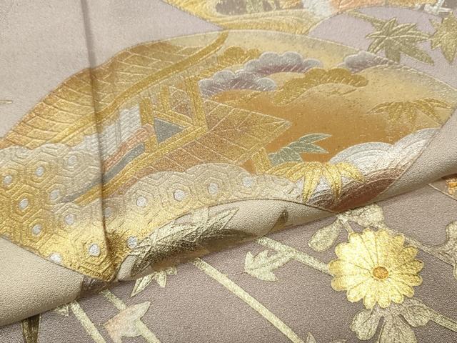 平和屋着物●金彩友禅 卓越技能者・名工・和田光正 色留袖 地紙枝花文 暈し染め 金銀彩 正絹 逸品 CABC2383ut