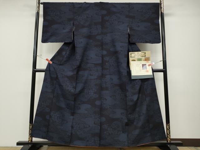 平和屋着物●本場結城玉紬 80亀甲 エ霞吉祥花文 結織苑 やまと誂製 証紙・保証書付き 正絹 逸品 CABC2385ut