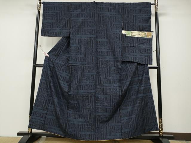 平和屋着物●本場結城玉紬 100亀甲 エ霞笹文 結織苑 証紙付き 正絹 逸品 CABC2386ut