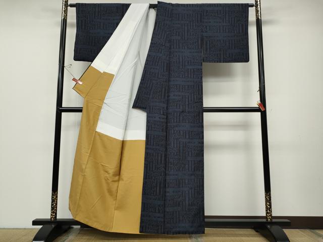 平和屋着物●本場結城玉紬 100亀甲 エ霞笹文 結織苑 証紙付き 正絹 逸品 CABC2386ut