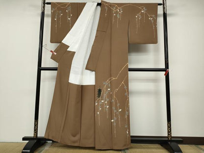 平和屋着物●本加賀友禅作家 由水煌人 訪問着 五重塔 枝垂れ花文 正絹 逸品 CABC2389ut