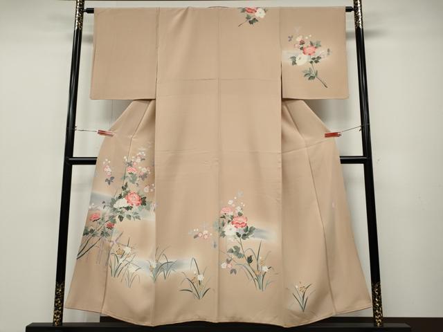 平和屋着物●訪問着 友禅 作家物 竹垣枝花文 正絹 逸品 CABC2390ut