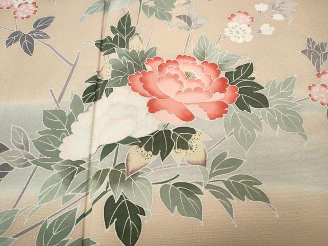 平和屋着物●訪問着 友禅 作家物 竹垣枝花文 正絹 逸品 CABC2390ut
