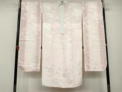 平和屋着物●振袖用長襦袢 無双仕立て 舞花地紋 暈し染め 半衿刺繍 正絹 逸品 CABC2391ut