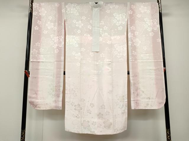 平和屋着物●振袖用長襦袢 無双仕立て 舞花地紋 暈し染め 半衿刺繍 正絹 逸品 CABC2391ut