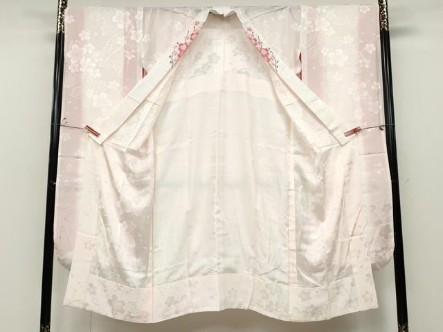 平和屋着物●振袖用長襦袢 無双仕立て 舞花地紋 暈し染め 半衿刺繍 正絹 逸品 CABC2391ut