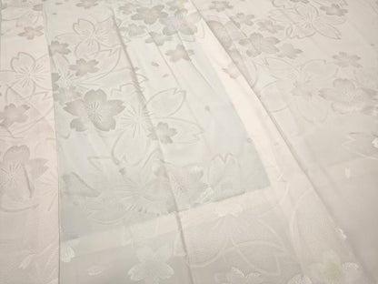 平和屋着物●振袖用長襦袢 無双仕立て 舞花地紋 暈し染め 半衿刺繍 正絹 逸品 CABC2391ut