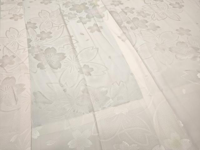平和屋着物●振袖用長襦袢 無双仕立て 舞花地紋 暈し染め 半衿刺繍 正絹 逸品 CABC2391ut