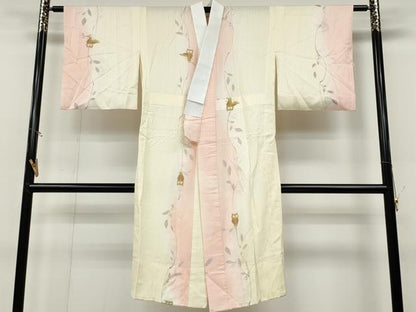 平和屋着物●長襦袢 無双仕立て ミミズク 枝花文 暈し染め 正絹 逸品 CABC2393ut