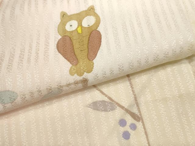 平和屋着物●長襦袢 無双仕立て ミミズク 枝花文 暈し染め 正絹 逸品 CABC2393ut