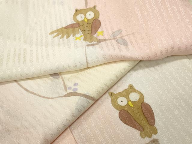 平和屋着物●長襦袢 無双仕立て ミミズク 枝花文 暈し染め 正絹 逸品 CABC2393ut