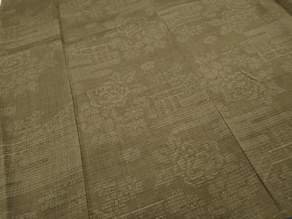 平和屋着物●結城紬 80亀甲 エ霞舞花文 さが美扱い 正絹 逸品 未使用 CABC2396ut