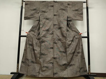 平和屋着物●本場大島紬 9マルキ エ霞風景花文 正絹 逸品 CABC2400ut