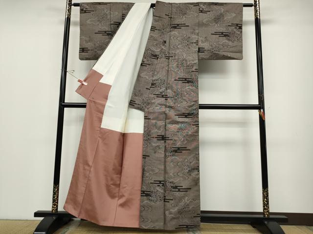 平和屋着物●本場大島紬 9マルキ エ霞風景花文 正絹 逸品 CABC2400ut